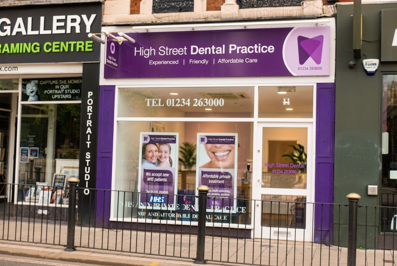 High Street Dental Practice storefront on Bedford High Street